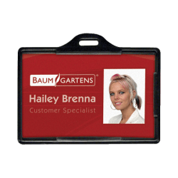 SICURIX Badge Holder - Horizontal - Plastic - Black - 25 / Pack