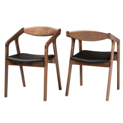 Baxton Studio Harland Dining Chairs, Black/Walnut Brown, Set Of 2 Chairs