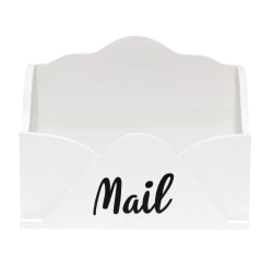 Elegant Designs Homewood Wooden Decorative Envelope-Shaped Desktop Letter Holder, 7-7/8"H x 9-7/8"W x 4-3/4"D, White