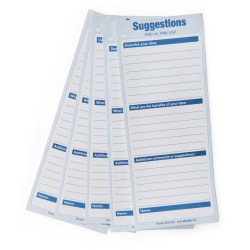 Alpine AdirOffice Comment Suggestion Cards, 8-1/2"H x 4"W x 1/8"D, White, Pack Of 50 Cards
