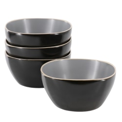 Hometrends Soho Lounge 4-Piece Stoneware Bowl Set, 6", Gray