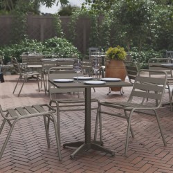 Flash Furniture Square Aluminum Indoor/Outdoor Furniture Table With Base, 27-1/2"H x 27-1/2"W x 27-1/2"D, Gray/Bronze