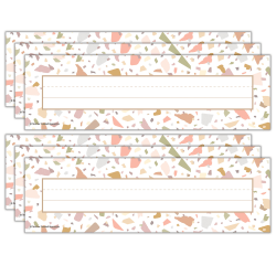 Teacher Created Resources Flat Name Plates, 3-1/2"H x 11-1/2"W x 1/10"D, Terrazzo Tones, 36 Name Plates Per Pack, Set Of 6 Packs