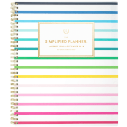 2024 Simplified by Emily Ley for AT-A-GLANCE® Weekly/Monthly Planner, 8-1/2" x 11", Happy Stripe, January To December 2024 , EL16-905