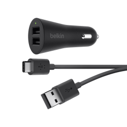 Belkin® 2-Port USB-A To USB-C Car Charger, Black