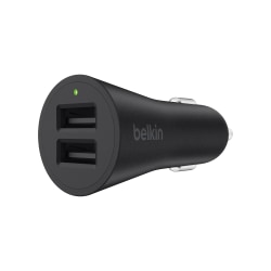 Belkin® BOOST&uarr;UP™ 2-Port USB Car Charger, Black, F8M930BTBLK