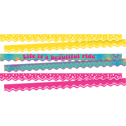 Barker Creek Double-Sided Scalloped Borders, 2-1/4" x 36", Life Is Beautiful, 13 Strips Per Pack, Set Of 3 Packs