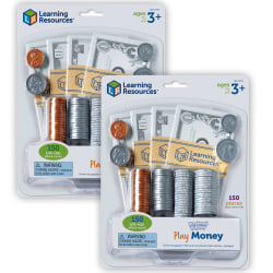 Learning Resources Pretend and Play Paper Play Money 150-Piece Sets, Multicolor, Pack Of 2 Sets