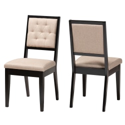 Baxton Studio Gideon Dining Chairs, Sand/Dark Brown, Set Of 2 Chairs