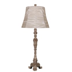 Elegant Designs Antique Style Buffet Table Lamp with Cream Ruched Shade, 31"H, Cream