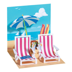 Up With Paper Everyday Pop-Up Greeting Card, 5-1/4" x 5-1/4", Beach Chairs