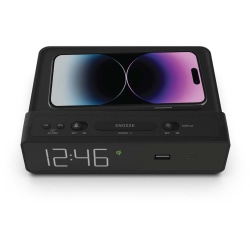 Nonstop Station W Alarm Clock, 2-5/16"H x 6-1/2"W x 5"D, Black
