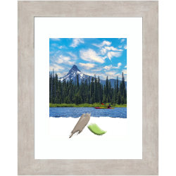 Amanti Art Rectangular Wood Picture Frame, 14" x 17", Matted For 8" x 10", Marred Silver