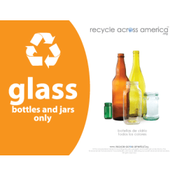 Recycle Across America Glass Standardized Recycling Label, GLASS-8511, 8 1/2" x 11", Orange