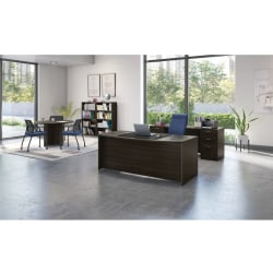 HON® Mod 72"W Executive Workstation Computer Desk And Credenza With Double-Pedestal, Java Oak