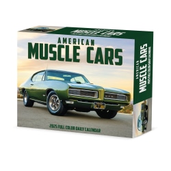 2025 Willow Creek Press Daily Desk Box Calendar, Hobbies, 5-1/2" x 6-1/4", American Muscle Cars, January To December, 40584