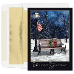 Custom Embellished Holiday Cards And Foil Envelopes, 7-7/8" x 5-5/8", Winter Pride, Box Of 25 Cards
