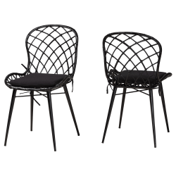 bali & pari Sabelle Rattan Dining Accent Chairs, Black, Set Of 2 Chairs