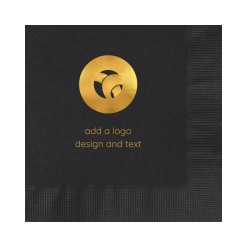 Custom Printed Personalized 1-Color Foil-Stamped Luncheon Napkins, 6-1/2" x 6-1/2", Black, Box Of 100 Napkins
