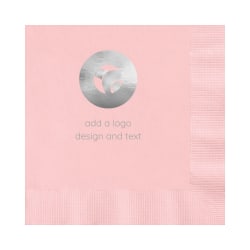 Custom Printed Personalized 1-Color Foil-Stamped Luncheon Napkins, 6-1/2" x 6-1/2", Blush Pink, Box Of 100 Napkins