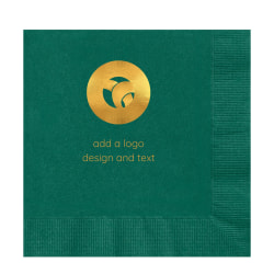 Custom Printed Personalized 1-Color Foil-Stamped Luncheon Napkins, 6-1/2" x 6-1/2", Dark Green, Box Of 100 Napkins