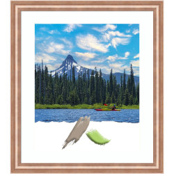 Amanti Art Rectangular Wood Picture Frame, 14" x 17" With Mat, Marred Silver