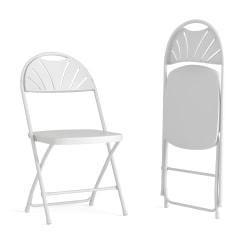 Flash Furniture HERCULES Series 650-lb Capacity Plastic Fan Back Folding Chairs, White, Set Of 2 Chairs