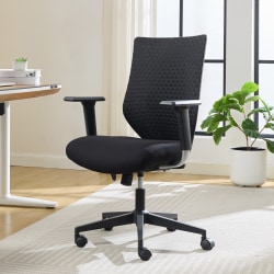 Serta® SitTrue™ Riverdale Ergonomic Mesh/Fabric High-Back Task Chair, 50% Recycled, Black