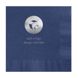 Custom Printed Personalized 1-Color Foil-Stamped Luncheon Napkins, 6-1/2" x 6-1/2", Navy, Box Of 100 Napkins