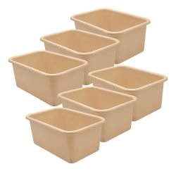 Teacher Created Resources Small Plastic Storage Bins, 5"H x 7-3/4"W x 11-3/8"D, Light Brown, Pack Of 6 Bins