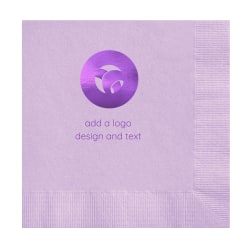 Custom Printed Personalized 1-Color Foil-Stamped Luncheon Napkins, 6-1/2" x 6-1/2", Lavender, Box Of 100 Napkins