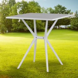 Glamour Home Basma Plastic Square Outdoor Furniture Dining Table, 28-1/2"H x 27-1/2"W x 27-1/2"D, White