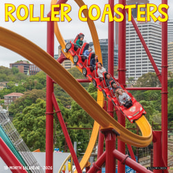 2026 Willow Creek Press Art & Design Monthly Wall Calendar, 12" x 12", Roller Coasters, January To December, 55533