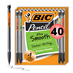 BIC® Xtra Life Mechanical Pencils, 0.7 mm, #2 Lead, Clear Barrel, Pack Of 40 Pencils