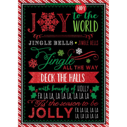 Amscan Christmas Bags With Gift Tags, Jumbo, Whimsical Chalkboard Carols, Pack Of 5 Bags