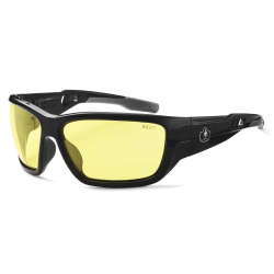 Ergodyne Skullerz® Safety Glasses, Baldr, Black Frame, Yellow Lens
