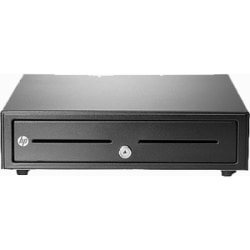 HP Cash Drawer, 2 Media Slot, 3 Lock Position, Printer Driven, Black, 4.3"H x 16.3"W x 16.2"D