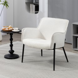 Glamour Home Belvedere Upholstered Fabric Accent Chair, White/Black