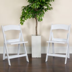 Flash Furniture HERCULES 1000-lb Capacity Resin Folding Chairs With Slatted Seats, White, Set Of 4 Chairs