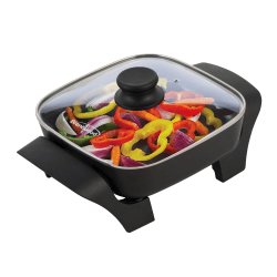 Brentwood Non-Stick Electric Skillet With Lid, 8", Black
