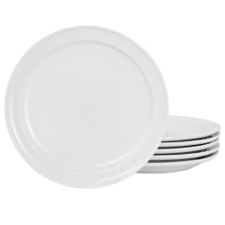 Martha Stewart 6-Piece Fine Ceramic Round Plate Set, 9", White