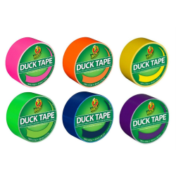 Duck Brand Color Duct Tape Rolls, 1-15/16" x 105 Yd, Neon Rainbow Colors, Pack Of 6 Rolls