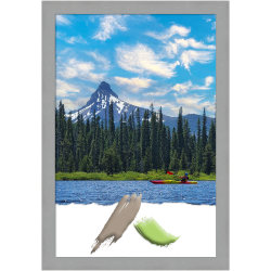 Amanti Art Rectangular Picture Frame, 27" x 39", Matted For 24" x 36", Brushed Nickel