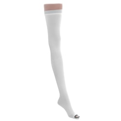 Medline EMS Nylon/Spandex Thigh-Length Anti-Embolism Stockings, Large Regular, White, Pack Of 6 Pairs