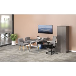 HON® Mod A-Leg 84"W Table Writing Desk, Slate Teak/Silver/Cool Neutral