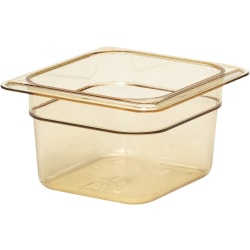 Cambro H-Pan High-Heat GN 1/6 Food Pans, 4"H x 6-3/8"W x 6-15/16"D, Amber, Pack Of 6 Pans