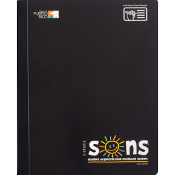 SONS System Journal-Style Notebooks, 9-3/4" x 7-1/2", 1 Subject, Primary Rule, 200 Sheets, Black