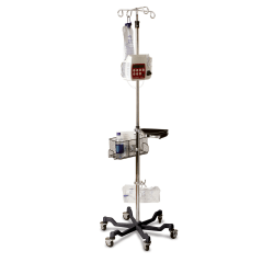 Medline 6-Leg Heavy-Duty IV Stands, 73" - 99 1/2" x 24", Black/Stainless Steel, Pack Of 2
