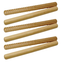 Westco Educational Products Hickory Rhythm Sticks, 8", Natural, 2 Sticks Per Pack, Set Of 3 Packs
