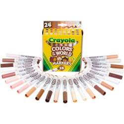 Crayola® Colors Of The World Wet-Erase Markers, Broad Point, White Barrel, Assorted Ink, Pack Of 24 Markers